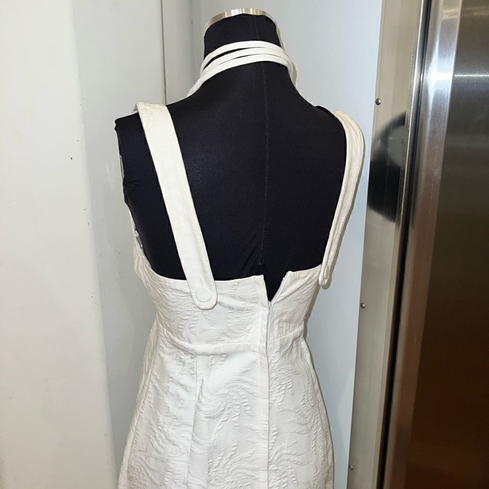 Tori Richard long to the ground white dress with belt/choker womens size 6 - Picture 4 of 6